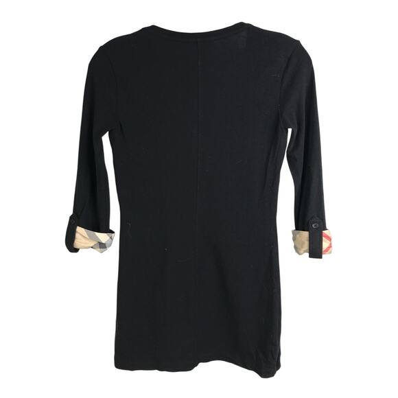 Burberry Brit Top Womens Size XS Scoop Neck Plaid Three-Quarter Sleeve V-Neck - Picture 3 of 8